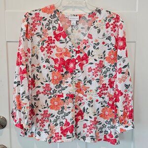 Liz Claiborne Flowery Spring Blouse size Small